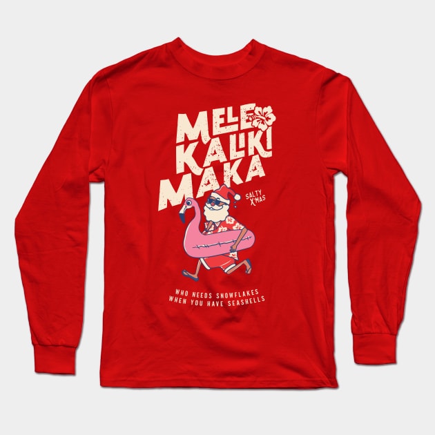 Mele Kalikimaka Funny Santa Flamingo Christmas Getaways Long Sleeve T-Shirt by Fitastic